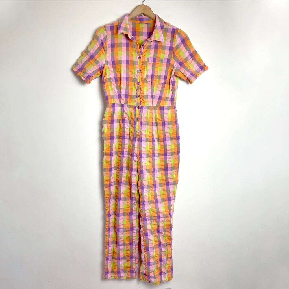 Colorful Plaid Jumpsuit Sz 6 Retro Dopamine Maximalist Indie Bright Spring Summe